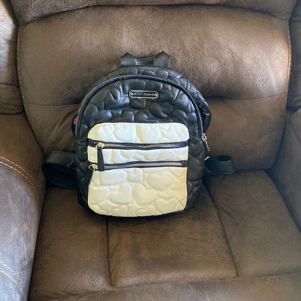 Betsy Johnson black and white backpack